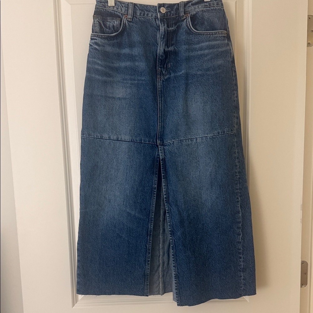 Reformation Jeans Women's Blue Denim Tazz Maxi Skirt size 26